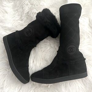 Chanel Suede Fur Boots